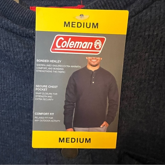 Coleman | Men’s | New | Sherpa Lined | Long Sleeve | Henley | Navy | Medium - Picture 2 of 6